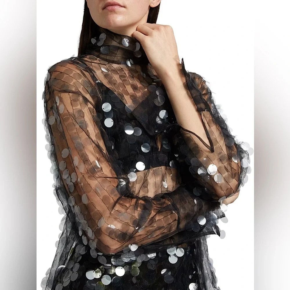 NWT 16Arlington Olall Paillettes Turtleneck Top - Picture 4 of 10